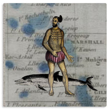 Load image into Gallery viewer, Oceania Traditional Tattoo Marshall Island Man/Dolphin Metal Print
