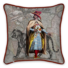 将图片加载到图库查看器,Asia Traditional Upper Class Arab Man/Persian Tiger Silk Pillow