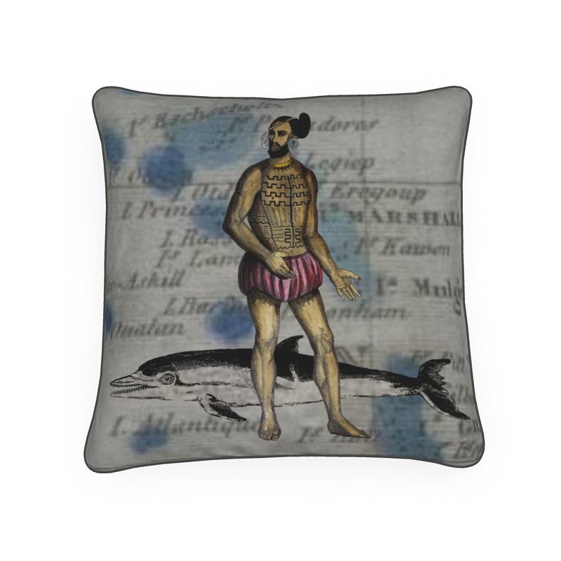 Oceania Traditional Tattoo Marshall Island man/Dolphin Luxury Pillow