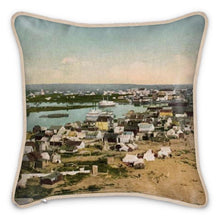 Load image into Gallery viewer, Alaska Nome Birdseye View of Gold Rush Silk Pillow