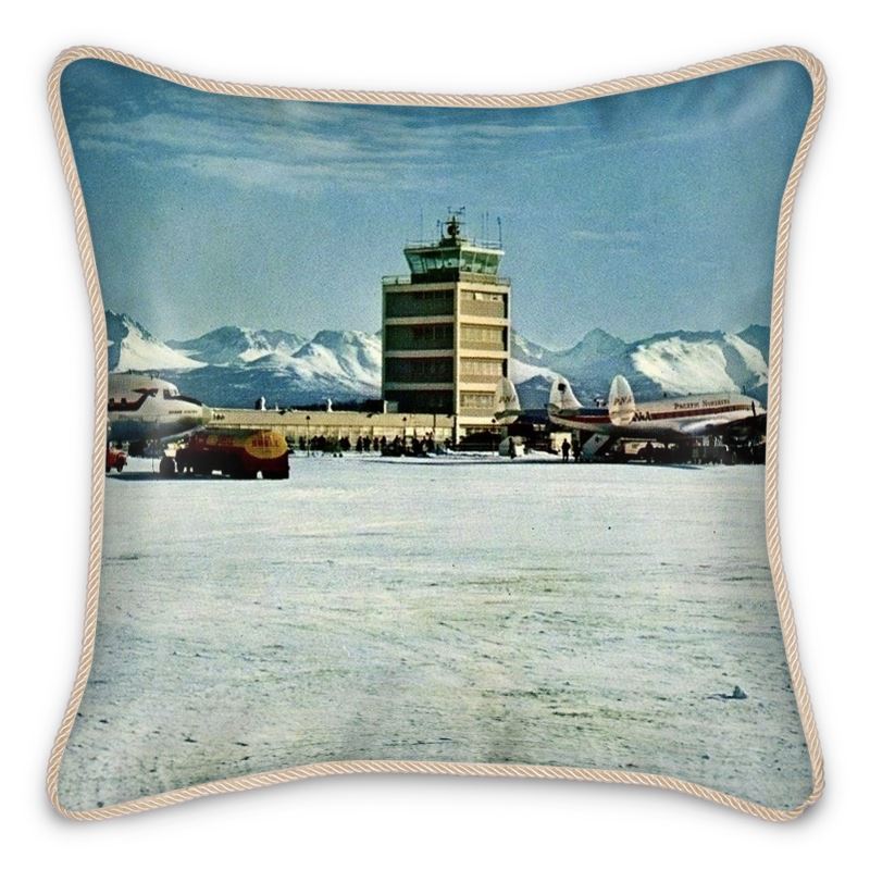 Alaska Anchorage Airport 1960s Silk Pillow