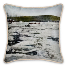 Load image into Gallery viewer, Alaska Fairbanks Navigating Under Difficulties 1910 Silk Pillow