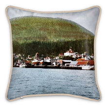Load image into Gallery viewer, Alaska Ketchikan Waterfront 1910 Silk Pillow