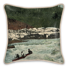 将图片加载到图库查看器,Yukon Whitehorse Rapids Canoe 1913 Silk Pillow