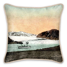 Load image into Gallery viewer, Alaska Gustavus Muir Glacier Steamship Silk Pillow