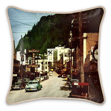 Load image into Gallery viewer, Alaska Juneau Franklin Street 1960s Silk Pillow