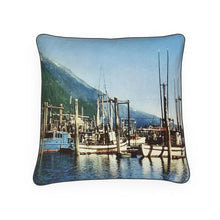 Load image into Gallery viewer, Alaska Juneau Fishing Fleet 1950s Luxury Pillow