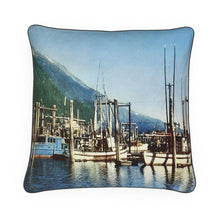 Load image into Gallery viewer, Alaska Juneau Fishing Fleet 1950s Luxury Pillow