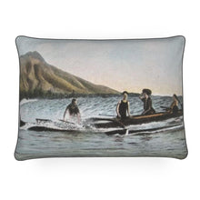 Load image into Gallery viewer, Hawaii Oahu Honolulu Canoe Surf Riding 1910 Hawaii Oahu Honolulu Canoe Surf Riding 1910 Luxury Pillow
