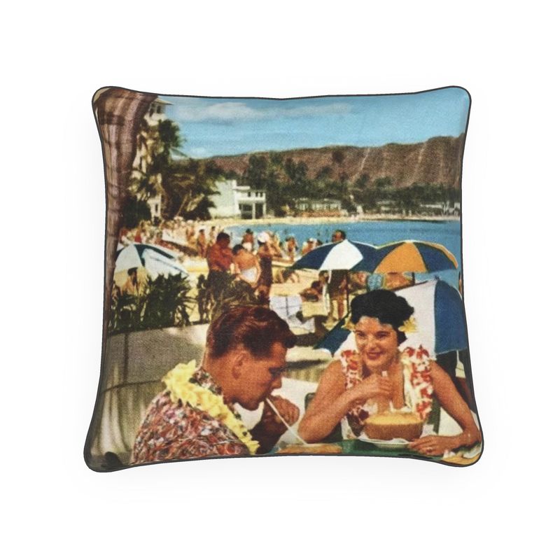 Hawaii Honolulu Waikkki Beach 1960s Luxury Pillow