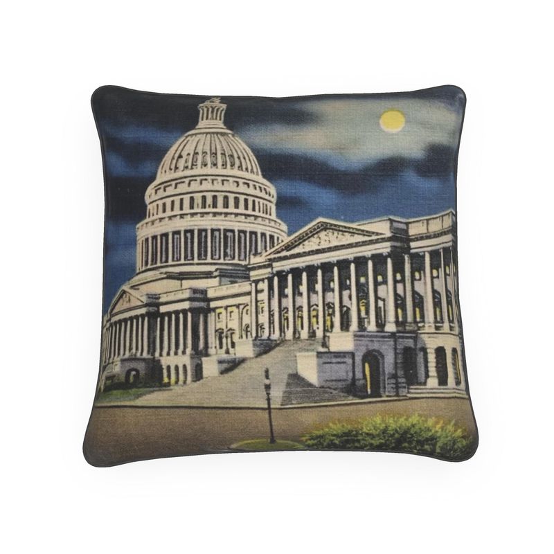 Washington DC US Capitol at Night Luxury Pillow