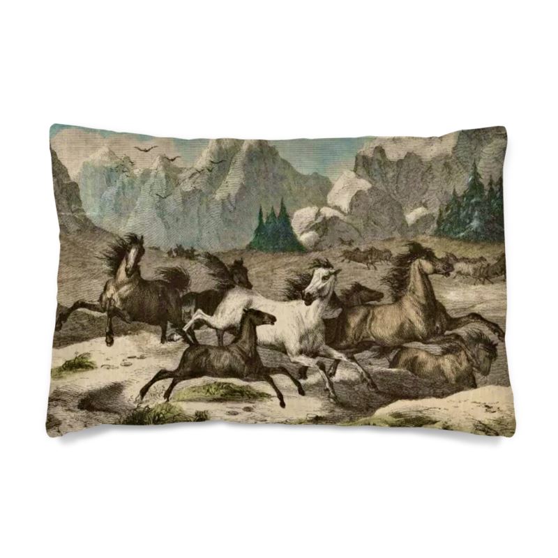 Europe Ukraine Wild Horses Silk Pillowcase