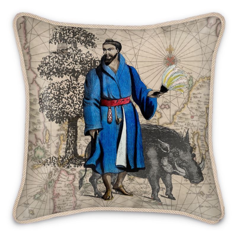 Asia Traditional Japanese Ryukyu Islander/Asian Boar Silk Pillow