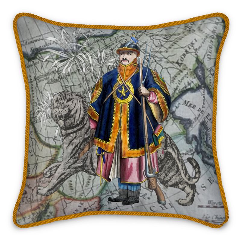 Asia Traditional Chinese Infantryman/Asian Tiger Silk Pillow