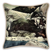Load image into Gallery viewer, Alaska Juneau Mendenhall Glacier Ice Cave Silk Pillow
