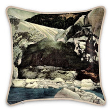 Load image into Gallery viewer, Alaska Juneau Mendenhall Glacier Ice Cave Silk Pillow
