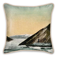 Load image into Gallery viewer, Alaska Juneau Taku Glacier Steamship Silk Pillow
