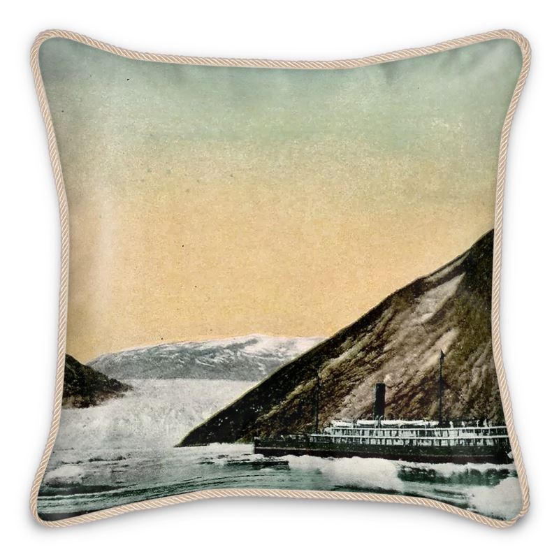 Alaska Juneau Taku Glacier Steamship Silk Pillow