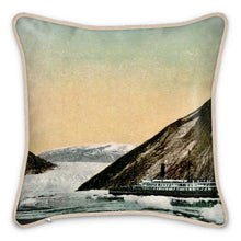 Load image into Gallery viewer, Alaska Juneau Taku Glacier Steamship Silk Pillow
