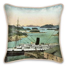 Cargar imagen en el visor de la galería, Alaska Sitka Wharf 1914 Silk Pillow
