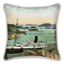 Load image into Gallery viewer, Alaska Sitka Wharf 1914 Silk Pillow
