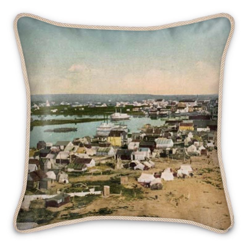 Alaska Nome Birdseye View of Gold Rush Silk Pillow