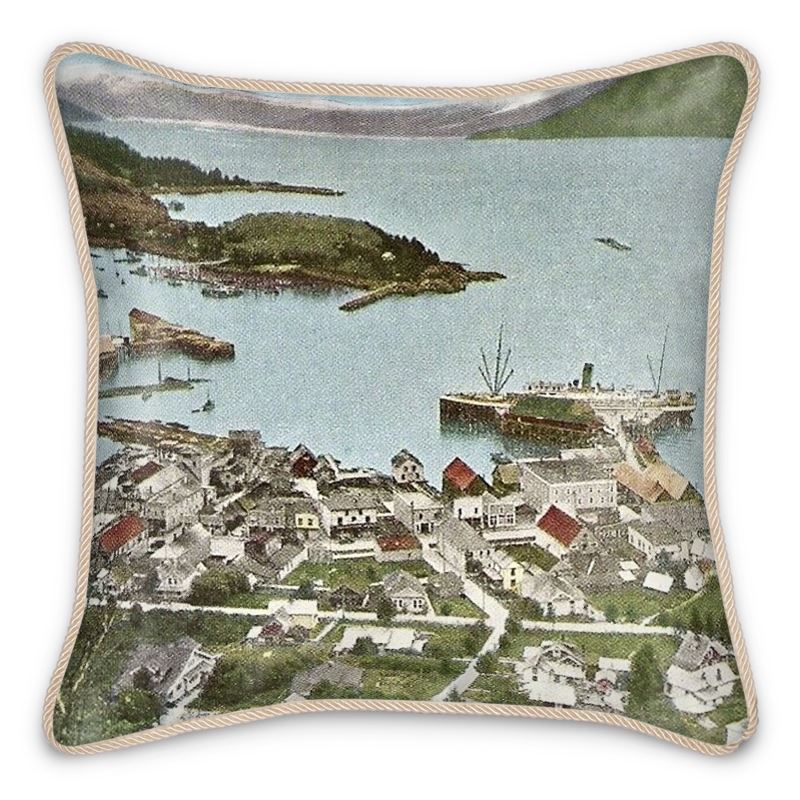 Alaska Wrangell Birdseye View Silk Pillow