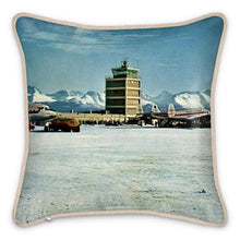 Load image into Gallery viewer, Alaska Anchorage Airport 1960s Silk Pillow
