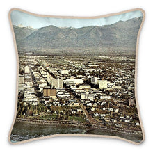 Load image into Gallery viewer, Alaska Anchorage Birdseye View Mid 1960s Silk Pillow
