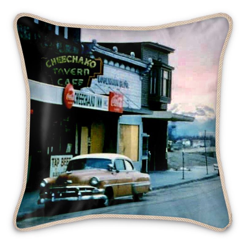 Alaska Anchorage Cheekako Tavern 1960s Silk Pillow