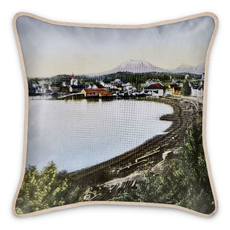 Alaska Sitka from the Mission Building Silk Pillow