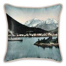 Cargar imagen en el visor de la galería, Alaska Sitka &amp; Mt Edgecumbe Steamship 1910 Silk Pillow
