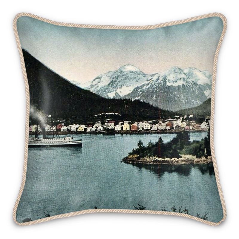 Alaska Sitka & Mt Edgecumbe Steamship 1910 Silk Pillow