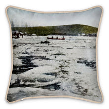 Load image into Gallery viewer, Alaska Fairbanks Navigating Under Difficulties 1910 Silk Pillow
