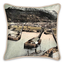 Indlæs billede til gallerivisning Alaska Skagway Harbor 1905 Silk Pillow
