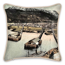 Cargar imagen en el visor de la galería, Alaska Skagway Harbor 1905 Silk Pillow
