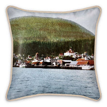 Cargar imagen en el visor de la galería, Alaska Ketchikan Waterfront 1910 Silk Pillow
