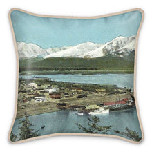 Load image into Gallery viewer, Alaska Seward Territorial Waterfront Silk Pillow
