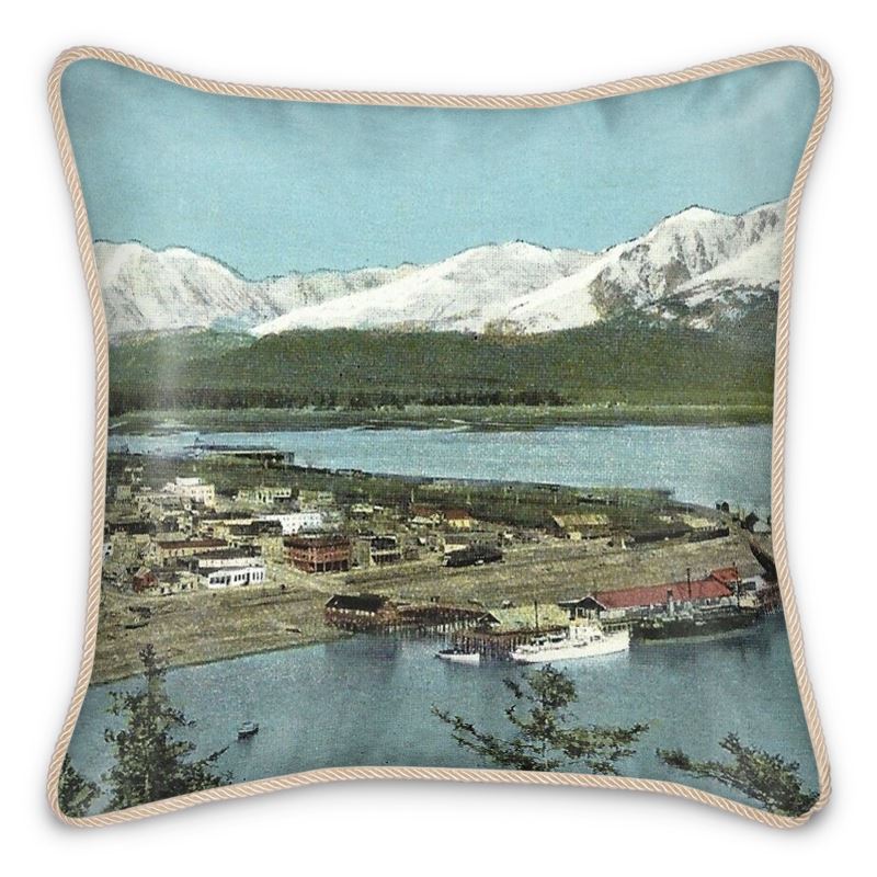 Alaska Seward Territorial Waterfront Silk Pillow