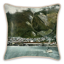 Load image into Gallery viewer, Alaska Juneau Waterfront Ship Silk Pillow
