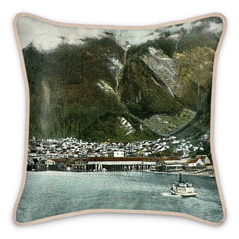 Alaska Juneau Waterfront Ship Silk Pillow