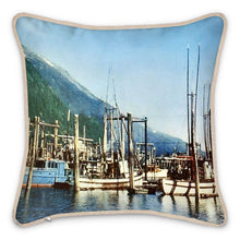 Indlæs billede til gallerivisning Alaska Juneau Fishing Fleet 1950s Silk Pillow
