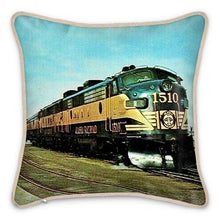Load image into Gallery viewer, Alaska Railroad Streamliner Aurora Silk Pillow
