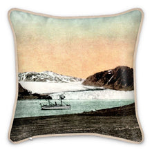 Load image into Gallery viewer, Alaska Gustavus Muir Glacier Steamship Silk Pillow
