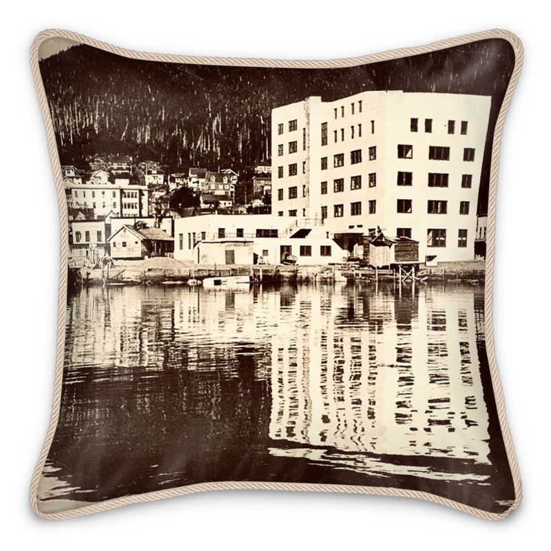 Alaska Ketchikan Waterfront Silk Pillow