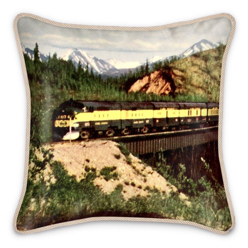 Alaska Railroad Passenger Train Silk Pillow