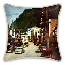 Load image into Gallery viewer, Alaska Juneau Franklin Street 1960s Silk Pillow
