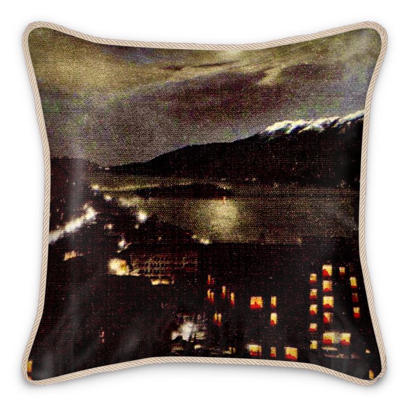 Alaska Juneau Territorial Night View Silk Pillow
