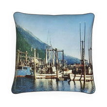 Load image into Gallery viewer, Alaska Juneau Fishing Fleet 1950s Luxury Pillow

