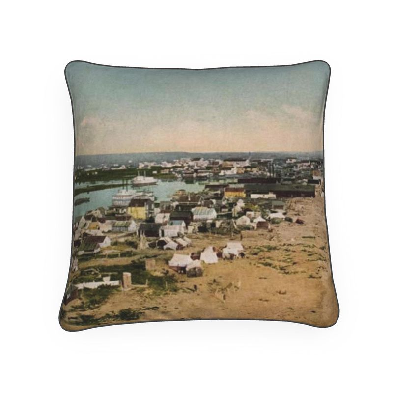 Alaska Nome Birdseye View of Gold Rush Luxury Pillow